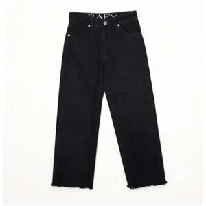 RAEY High Rise Wide Leg Jeans Black Raw Hem Sz UK 24 / US 2 NWT $350 {3J19}